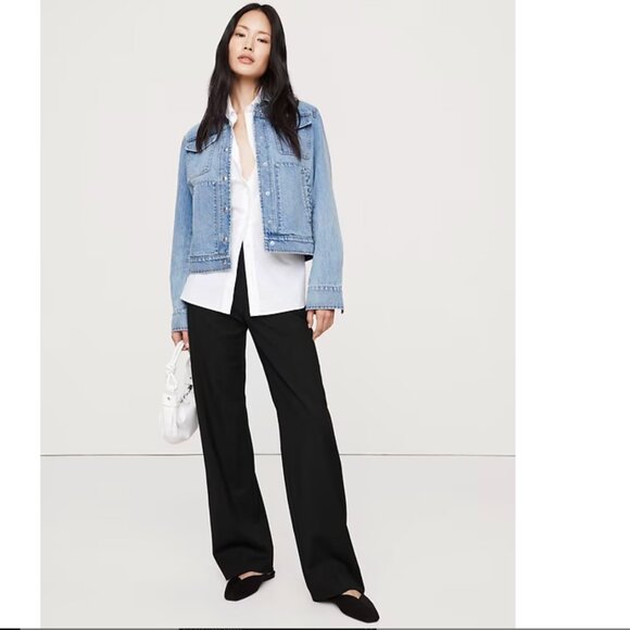 Banana Republic High-Rise Modern Straight Italian Wool Pant - Black - Picture 3 of 5